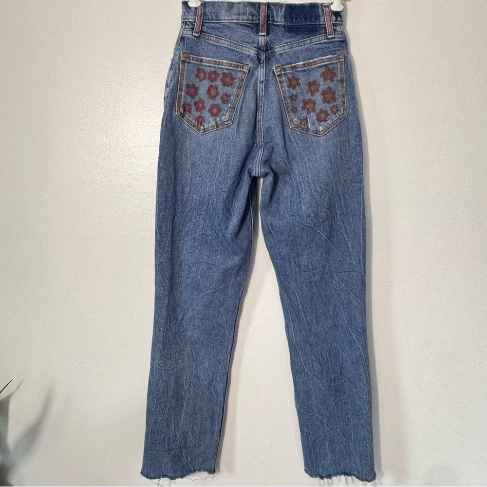 Abercrombie & Fitch Curve Love Ultra High Rise 90s Straight Floral Boho Jeans 25 - Picture 12 of 13